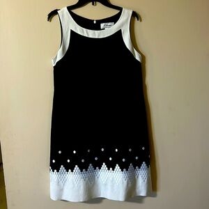 Women's J Howard Black with White Embroidery Sheath dress Size 12.